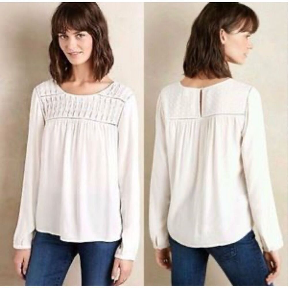 Anthropologie Medow Rue White Blouse Small